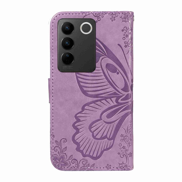 For vivo V27 5G / V27 Pro 5G Swallowtail Butterfly Embossed Leather Phone Case