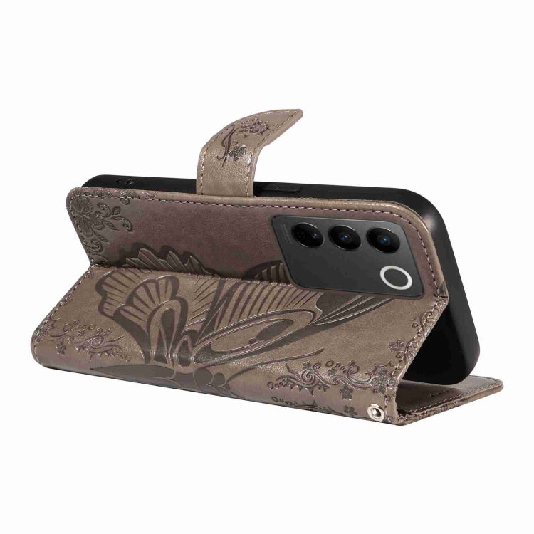 For vivo V27 5G / V27 Pro 5G Swallowtail Butterfly Embossed Leather Phone Case