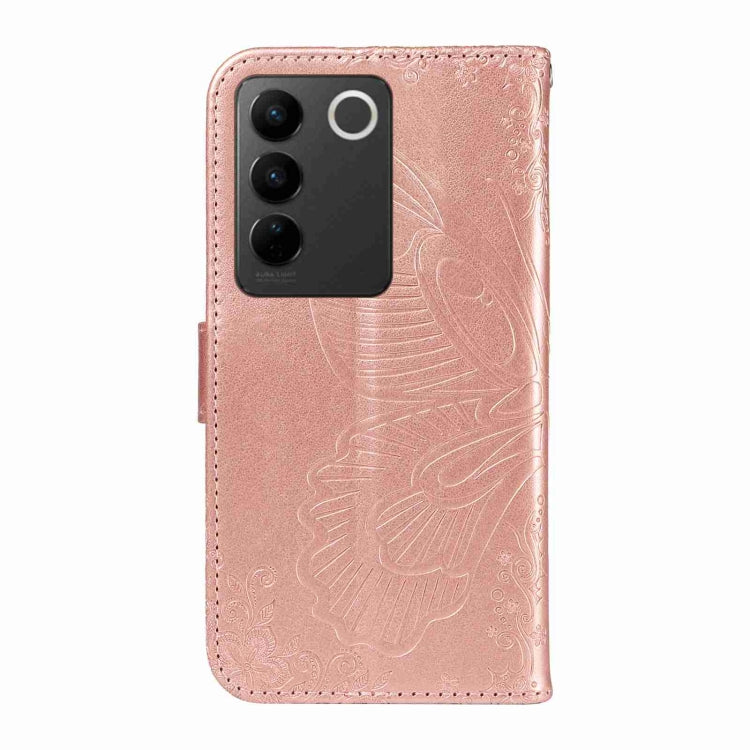 For vivo V27 5G / V27 Pro 5G Swallowtail Butterfly Embossed Leather Phone Case