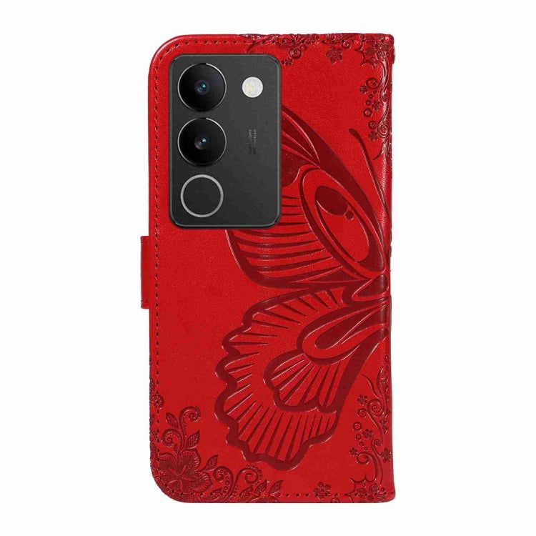 For vivo V29 5G Swallowtail Butterfly Embossed Leather Phone Case