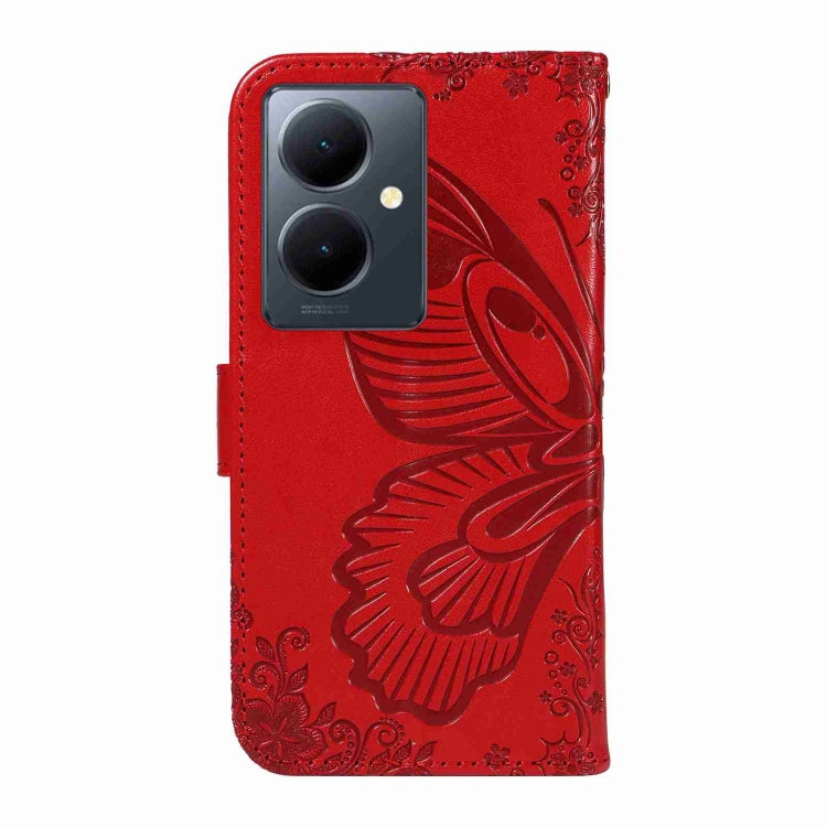For vivo V29 Lite / Y78 5G / Y78+ 5G Swallowtail Butterfly Embossed Leather Phone Case