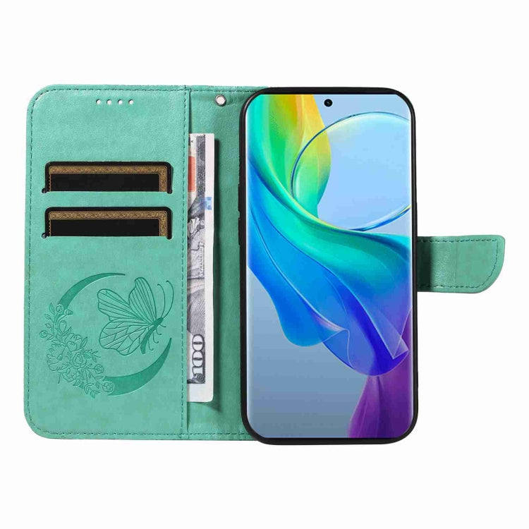 For vivo V29 Lite / Y78 5G / Y78+ 5G Swallowtail Butterfly Embossed Leather Phone Case
