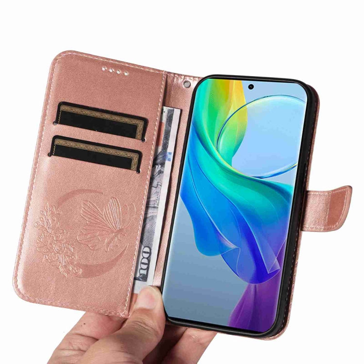 For vivo V29 Lite / Y78 5G / Y78+ 5G Swallowtail Butterfly Embossed Leather Phone Case