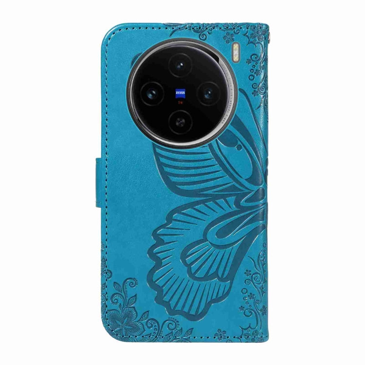 For vivo X100 5G Swallowtail Butterfly Embossed Leather Phone Case