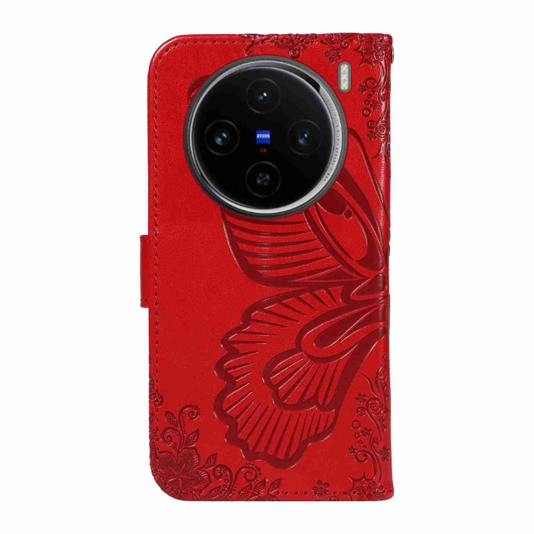 For vivo X100 5G Swallowtail Butterfly Embossed Leather Phone Case