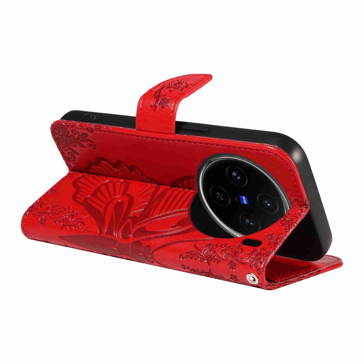 For vivo X100 5G Swallowtail Butterfly Embossed Leather Phone Case