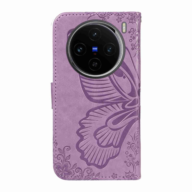 For vivo X100 5G Swallowtail Butterfly Embossed Leather Phone Case