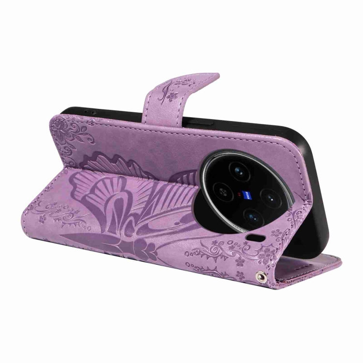 For vivo X100 5G Swallowtail Butterfly Embossed Leather Phone Case
