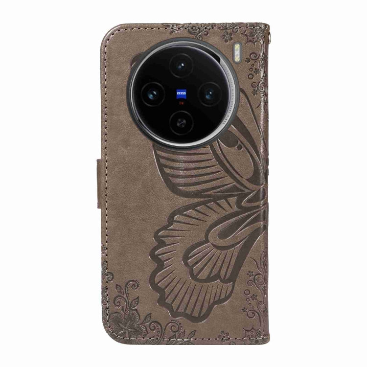 For vivo X100 5G Swallowtail Butterfly Embossed Leather Phone Case