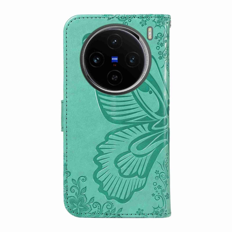 For vivo X100 5G Swallowtail Butterfly Embossed Leather Phone Case