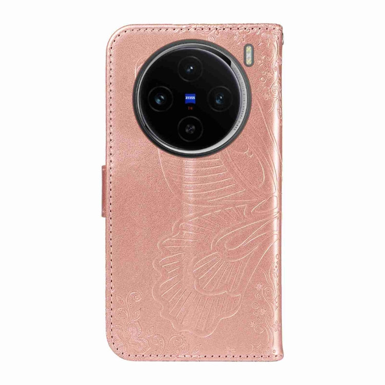 For vivo X100 5G Swallowtail Butterfly Embossed Leather Phone Case