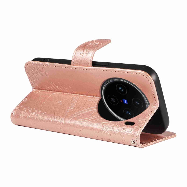 For vivo X100 5G Swallowtail Butterfly Embossed Leather Phone Case