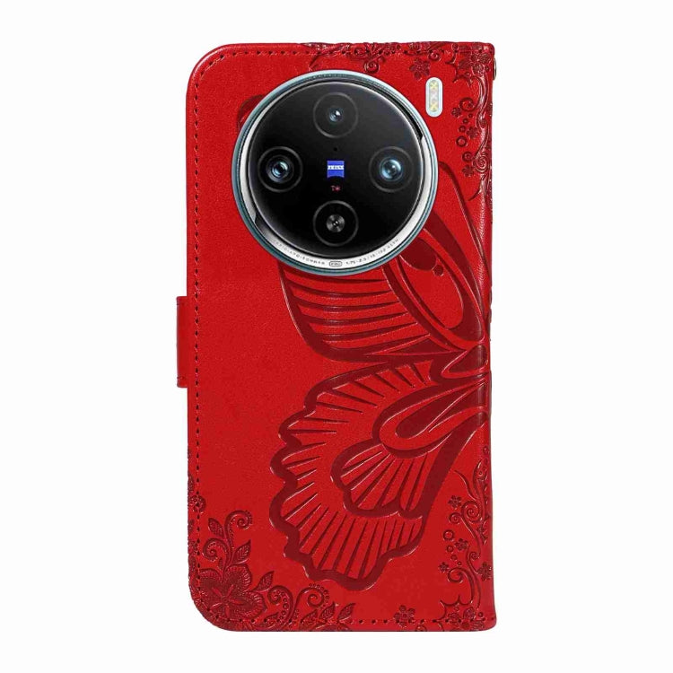 For vivo X100 Pro 5G Swallowtail Butterfly Embossed Leather Phone Case