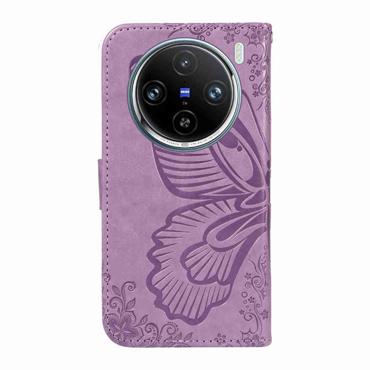 For vivo X100 Pro 5G Swallowtail Butterfly Embossed Leather Phone Case