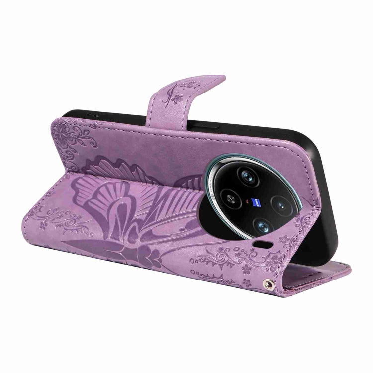For vivo X100 Pro 5G Swallowtail Butterfly Embossed Leather Phone Case