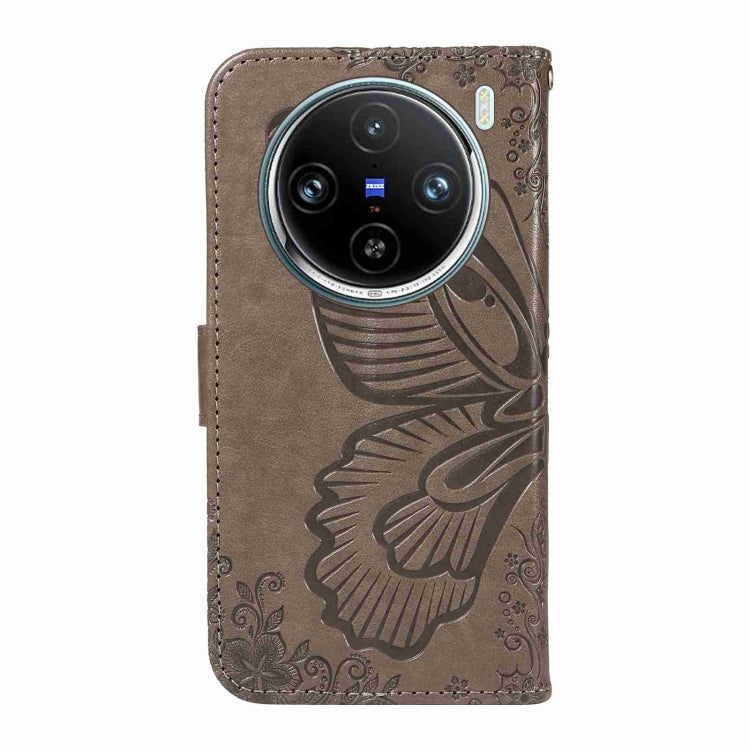 For vivo X100 Pro 5G Swallowtail Butterfly Embossed Leather Phone Case