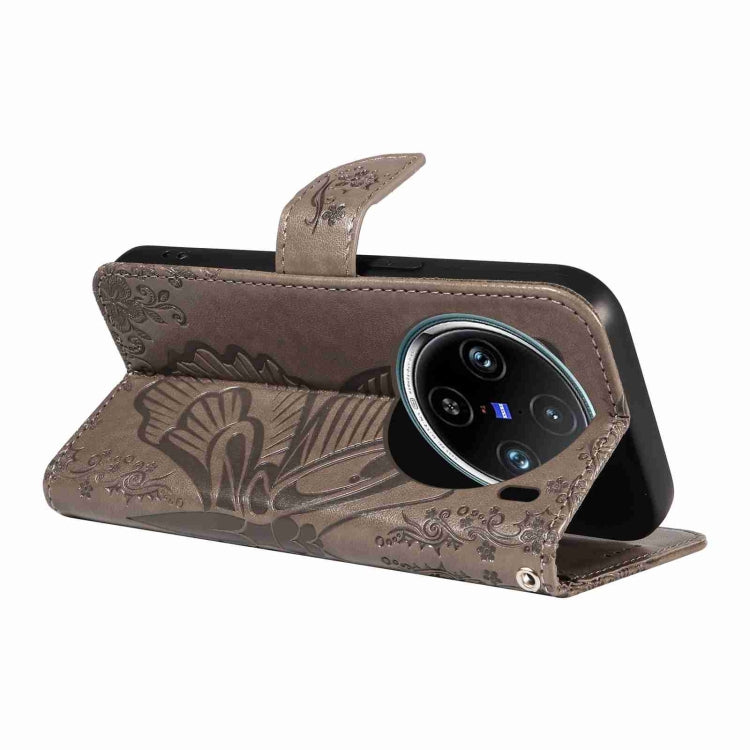 For vivo X100 Pro 5G Swallowtail Butterfly Embossed Leather Phone Case