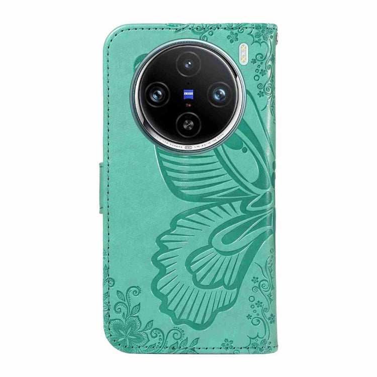 For vivo X100 Pro 5G Swallowtail Butterfly Embossed Leather Phone Case