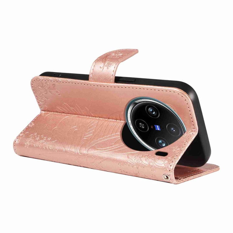 For vivo X100 Pro 5G Swallowtail Butterfly Embossed Leather Phone Case