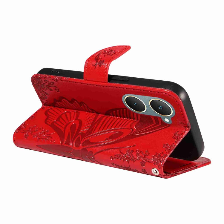 For vivo Y03 4G Swallowtail Butterfly Embossed Leather Phone Case