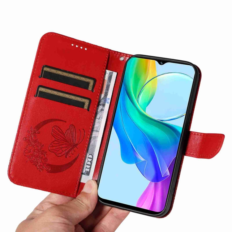 For vivo Y03 4G Swallowtail Butterfly Embossed Leather Phone Case