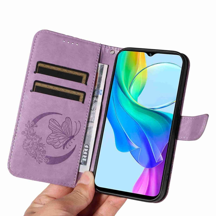 For vivo Y03 4G Swallowtail Butterfly Embossed Leather Phone Case