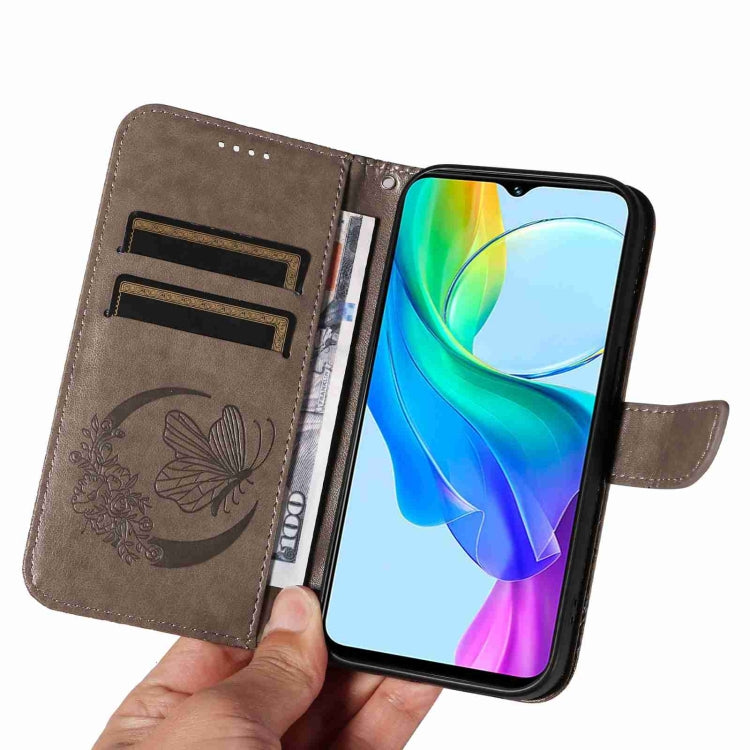 For vivo Y03 4G Swallowtail Butterfly Embossed Leather Phone Case