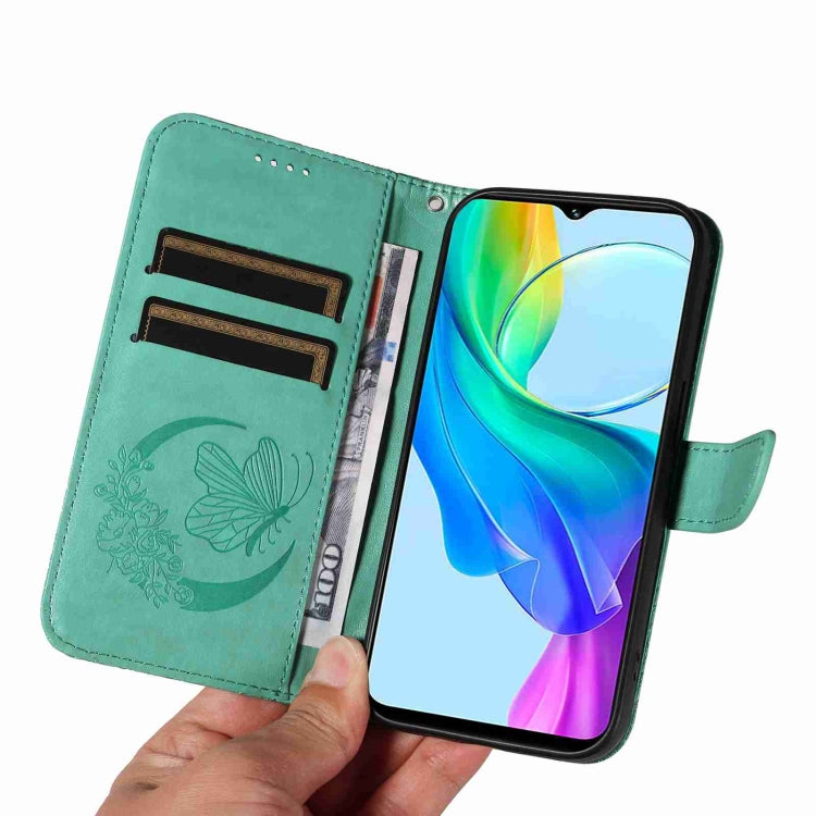 For vivo Y03 4G Swallowtail Butterfly Embossed Leather Phone Case