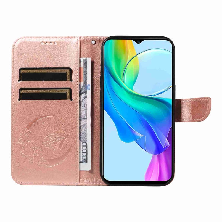 For vivo Y03 4G Swallowtail Butterfly Embossed Leather Phone Case