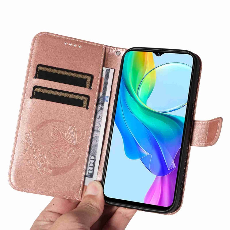 For vivo Y03 4G Swallowtail Butterfly Embossed Leather Phone Case