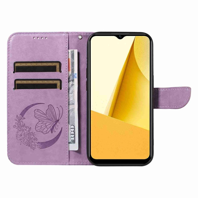 For vivo Y16 4G / Y02s Swallowtail Butterfly Embossed Leather Phone Case