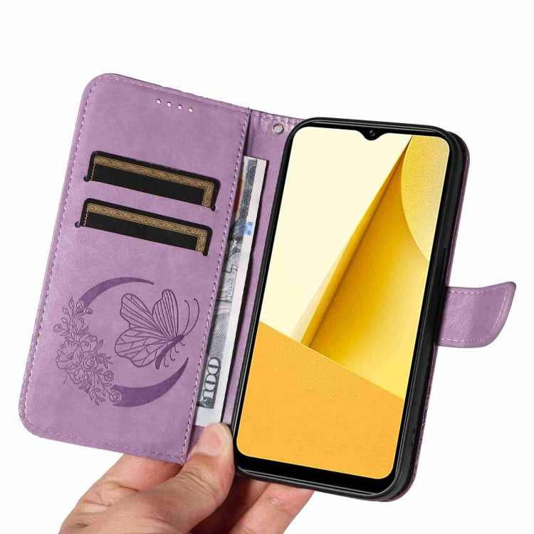 For vivo Y16 4G / Y02s Swallowtail Butterfly Embossed Leather Phone Case