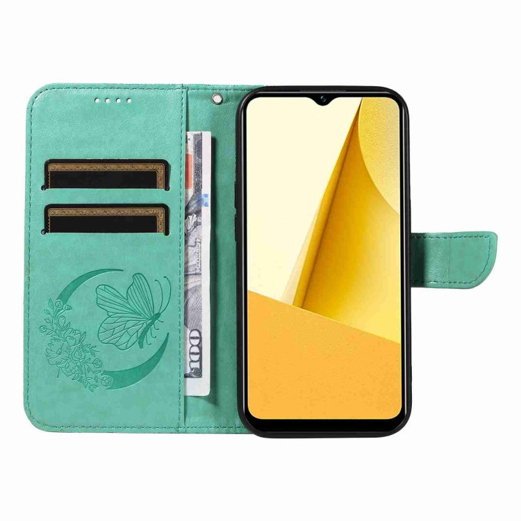 For vivo Y16 4G / Y02s Swallowtail Butterfly Embossed Leather Phone Case