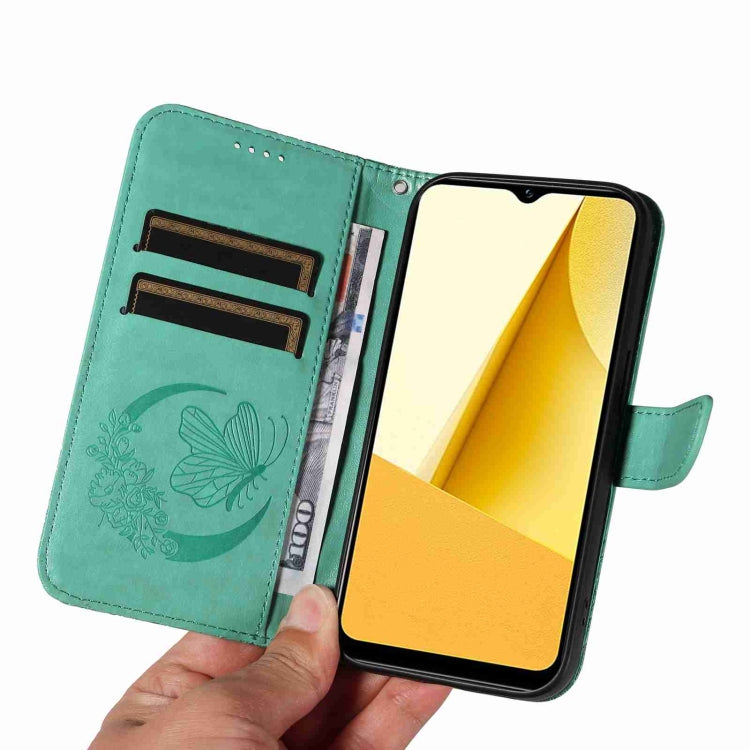 For vivo Y16 4G / Y02s Swallowtail Butterfly Embossed Leather Phone Case