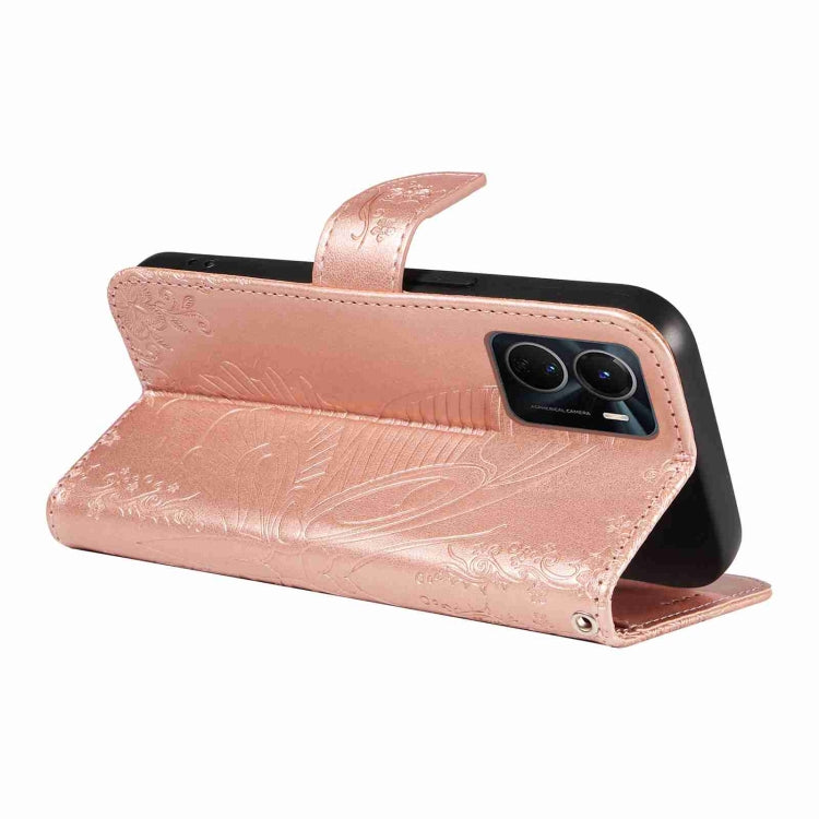 For vivo Y16 4G / Y02s Swallowtail Butterfly Embossed Leather Phone Case