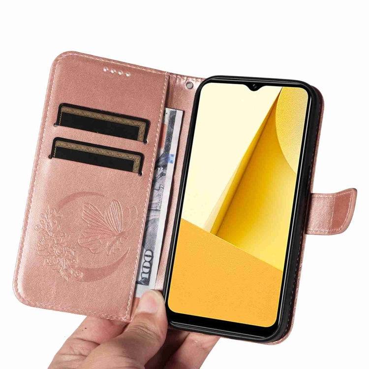 For vivo Y16 4G / Y02s Swallowtail Butterfly Embossed Leather Phone Case
