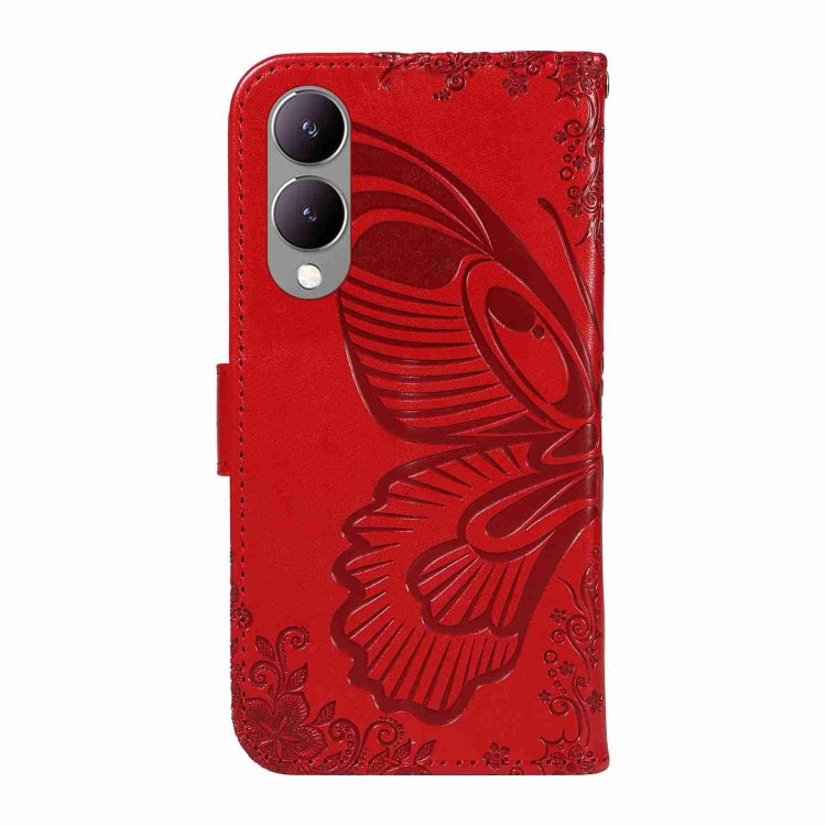 For vivo Y17s 4G Swallowtail Butterfly Embossed Leather Phone Case