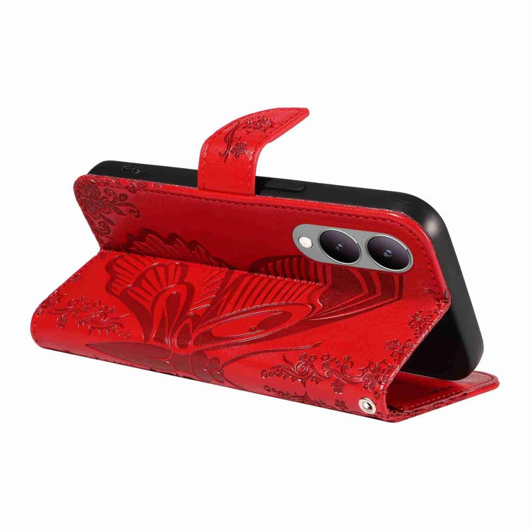 For vivo Y17s 4G Swallowtail Butterfly Embossed Leather Phone Case