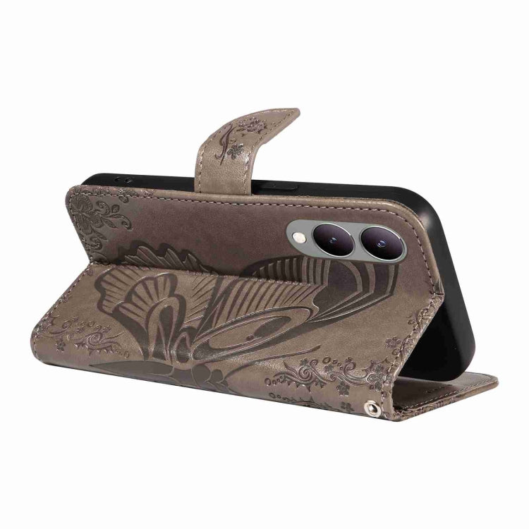 For vivo Y17s 4G Swallowtail Butterfly Embossed Leather Phone Case