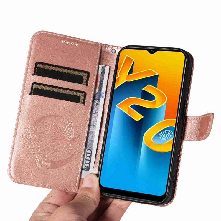 For vivo Y20s G / Y11s / Y12a / Y12s Swallowtail Butterfly Embossed Leather Phone Case