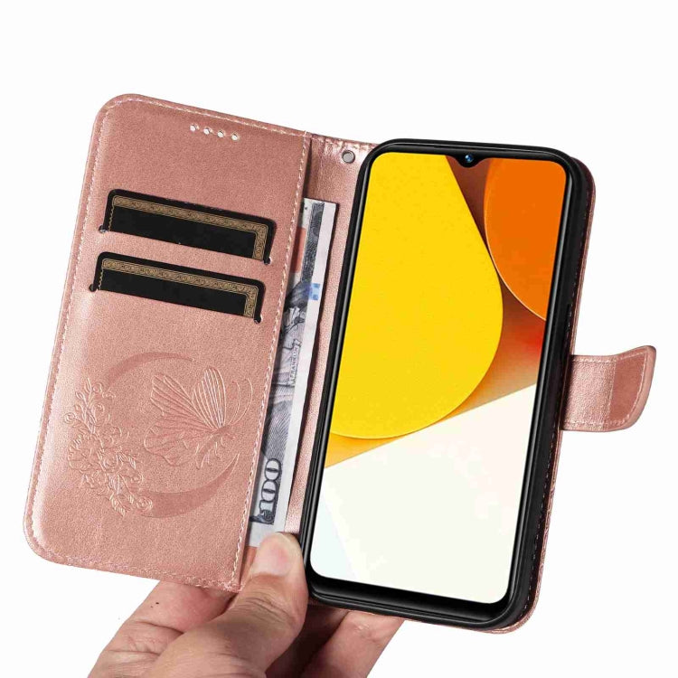For vivo Y35 / Y22s / Y22 Swallowtail Butterfly Embossed Leather Phone Case