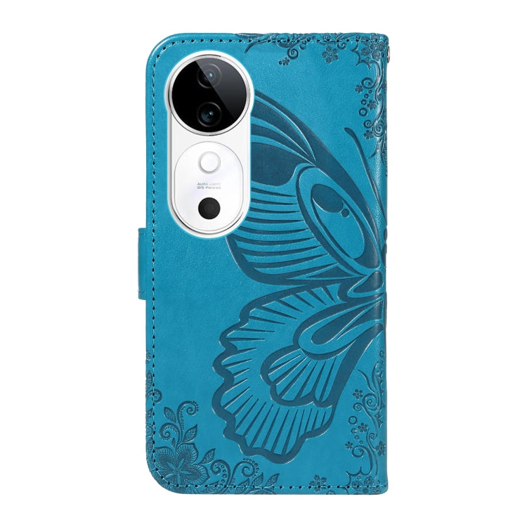 For vivo V40 5G Swallowtail Butterfly Embossed Leather Phone Case