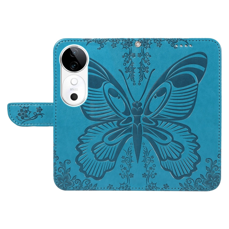 For vivo V40 5G Swallowtail Butterfly Embossed Leather Phone Case