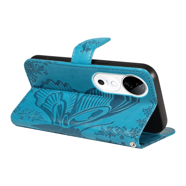 For vivo V40 5G Swallowtail Butterfly Embossed Leather Phone Case
