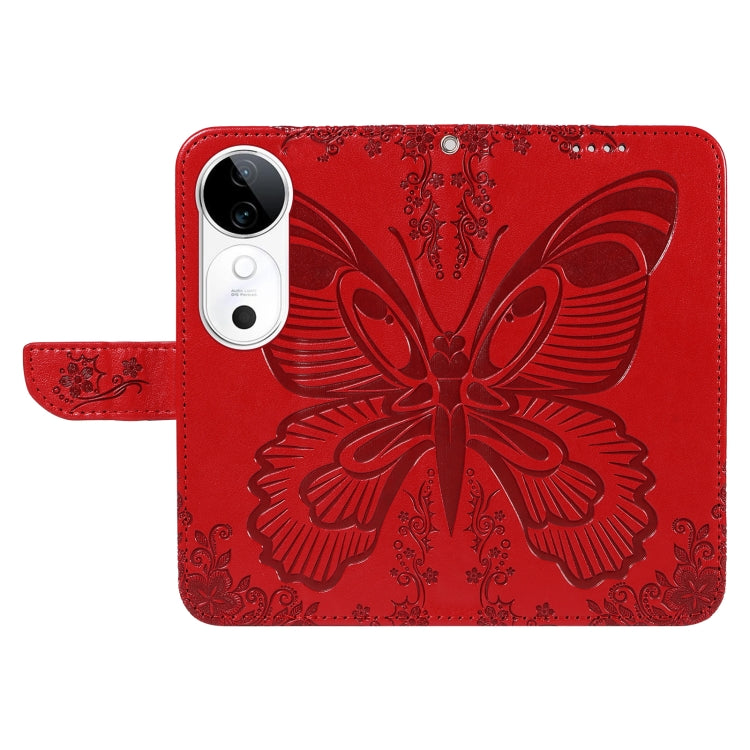 For vivo V40 5G Swallowtail Butterfly Embossed Leather Phone Case