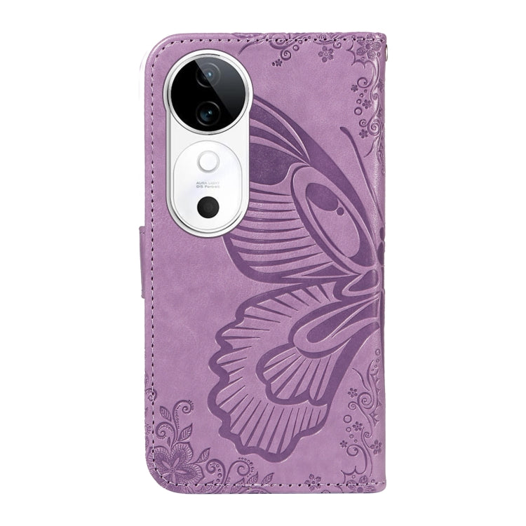 For vivo V40 5G Swallowtail Butterfly Embossed Leather Phone Case