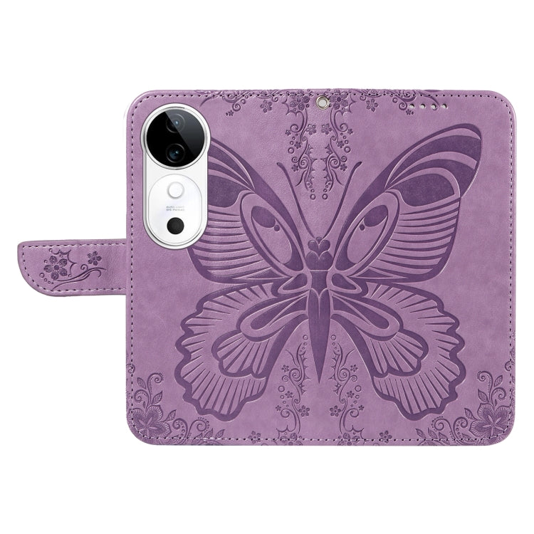 For vivo V40 5G Swallowtail Butterfly Embossed Leather Phone Case