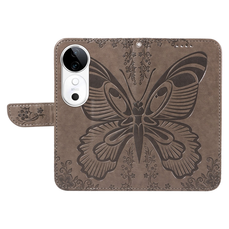 For vivo V40 5G Swallowtail Butterfly Embossed Leather Phone Case