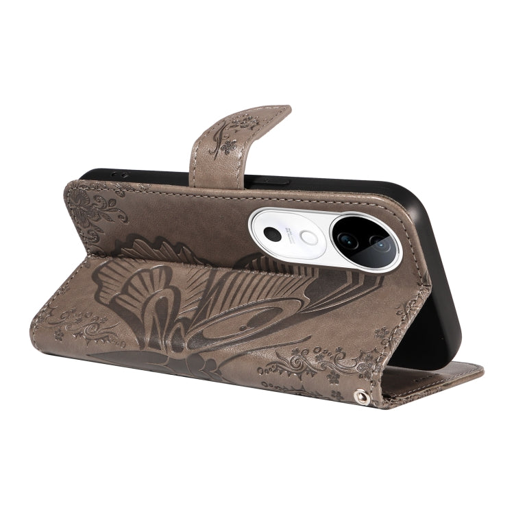 For vivo V40 5G Swallowtail Butterfly Embossed Leather Phone Case