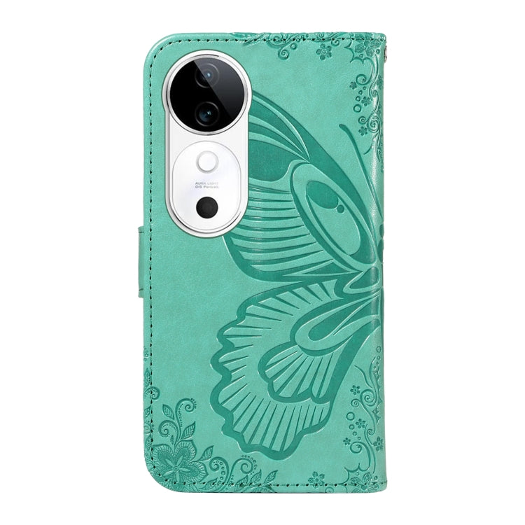 For vivo V40 5G Swallowtail Butterfly Embossed Leather Phone Case